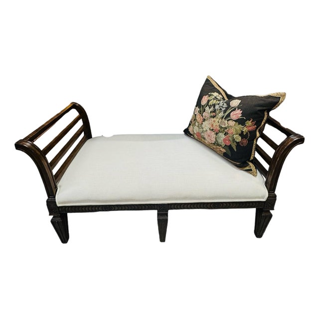 Gorgeous Vintage Regency Style Bench With Neo-Classical Revival Design Detailing. For Sale