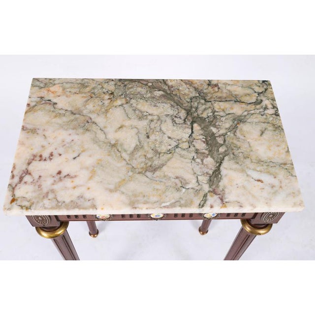 1950s Small Antique Console Table with Sevres Plaques and Marble Top, 1950s For Sale - Image 5 of 11