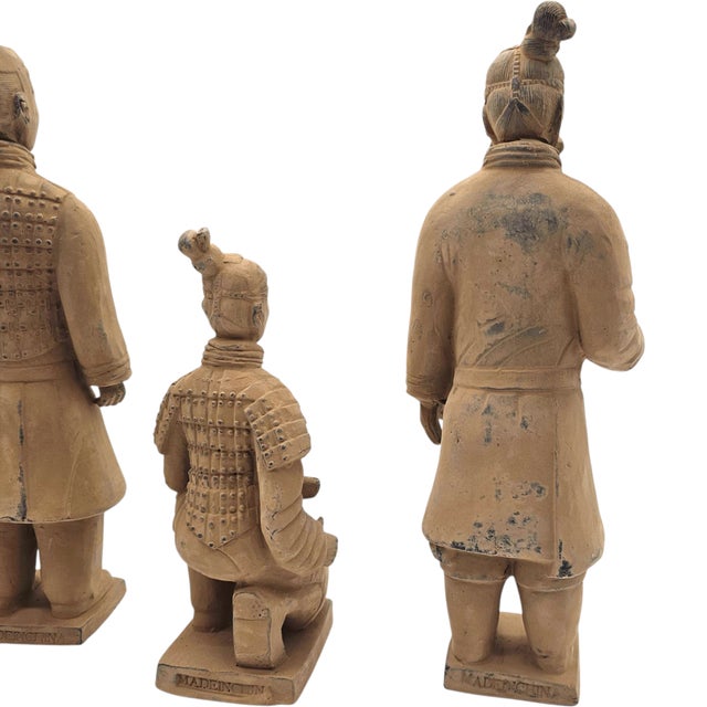 Vintage Lintong Museum Terracotta Warriors 5 Piece Boxed Replica Set 12" For Sale - Image 16 of 18