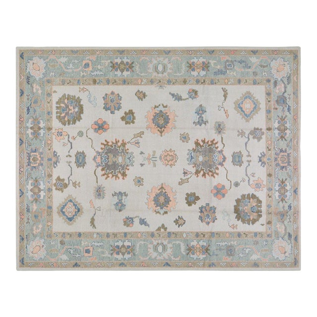 New Turkish Professional Hand Knotted Oushak, 9'1x11'9 For Sale
