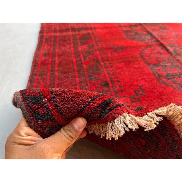 Textile Vintage Afghan Ersari Elephant Foot Rug, Oxblood Abrash - 8'0" X 3'11" For Sale - Image 7 of 13