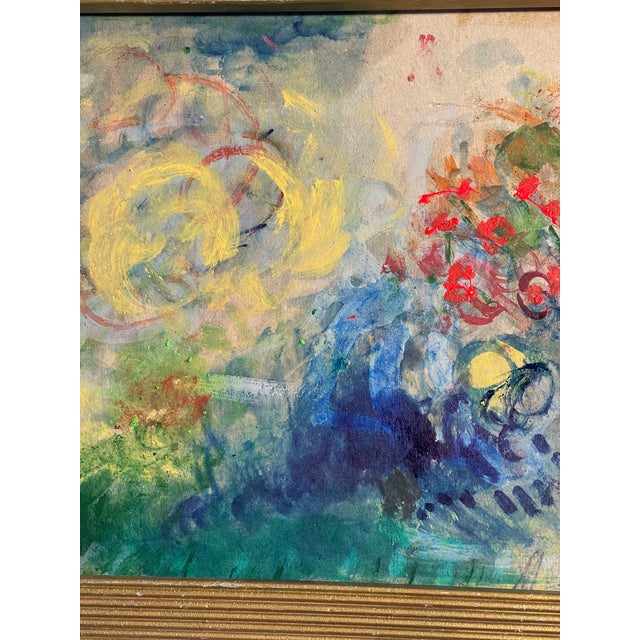 1970s Abstract Painting in Antique Frame Signed For Sale - Image 4 of 5