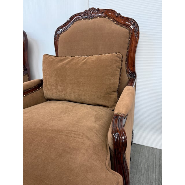 Textile Fine Furniture Design Protege Collection Bergères, Pair For Sale - Image 7 of 13