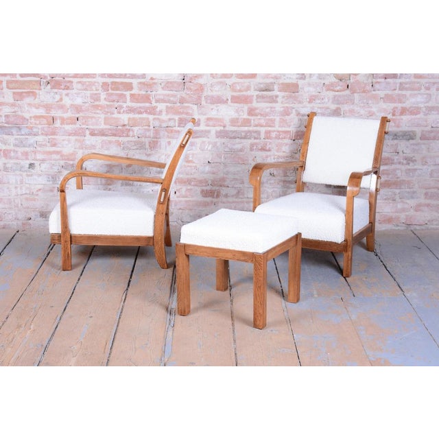 Art Deco Czech Armchairs in Oak attributed to Krásná Jizba, 1930s, Set of 2 For Sale - Image 13 of 18