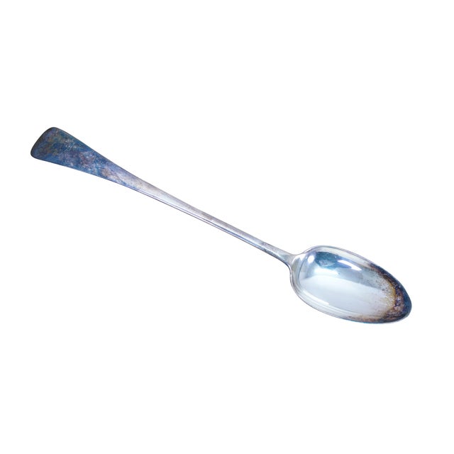 Victorian Antique Frederick Elkington Silver Plate Stuffing Serving Spoon 13" For Sale - Image 3 of 12
