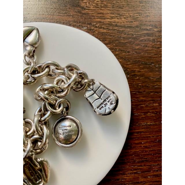Vintage Barry Kieselstein-Cord Sterling Silver Link Bracelet With 5 Kc Charms, Discontinued, Collectible For Sale - Image 4 of 8