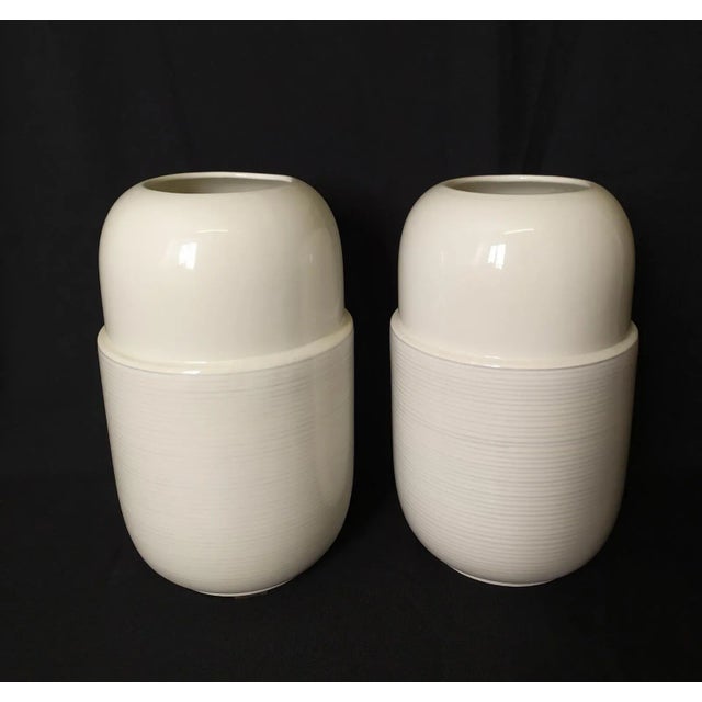 White Ceramic Vases by Cleto Munari, 1990s, Set of 2 For Sale - Image 8 of 8