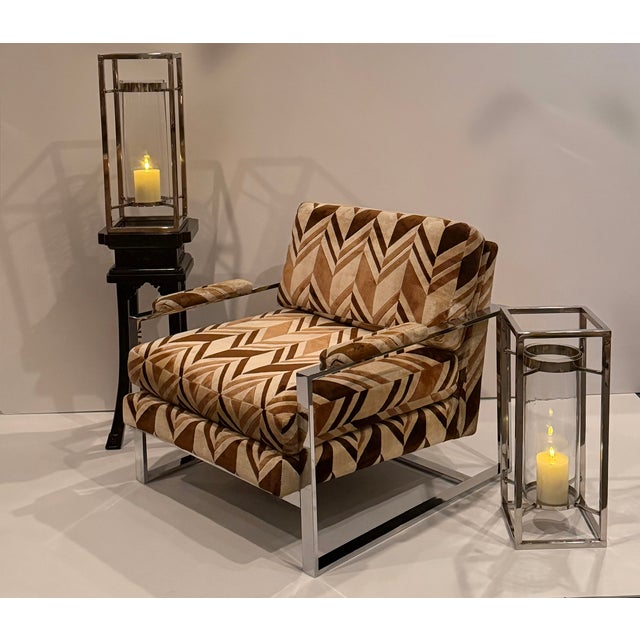 Pair of Milo Baughman Chrome and Plush Upholstered Club Chairs For Sale - Image 11 of 12