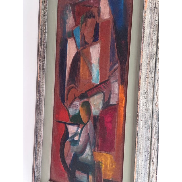 Israel Abramofsky b. 1888 - d. 1975 cubism oil painting. Russian born, trained in Paris and settled in Toledo, Ohio. 8x18...