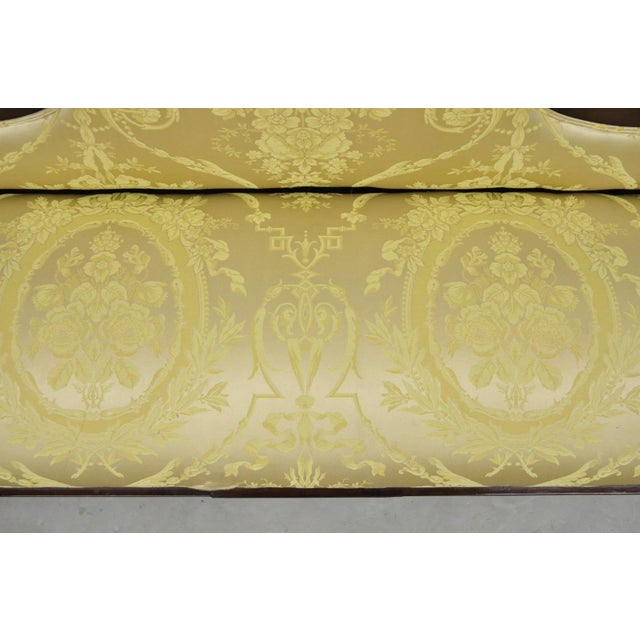 Antique American Empire Neoclassical Carved Mahogany Sofa With Gold Fabric For Sale - Image 11 of 18
