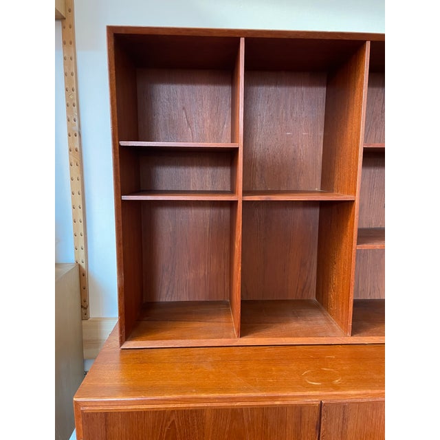 Beautiful MCM Danish Teak 2 Piece Cabinet with Shelves. Unattached for option to remove.