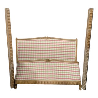 French Limed Curved Double Bed For Sale