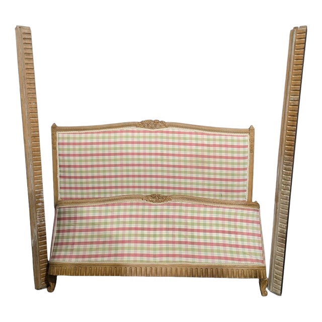 French Limed Curved Double Bed For Sale