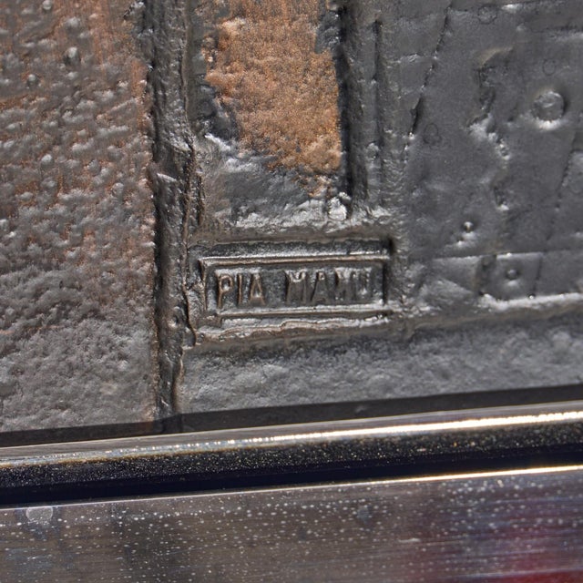 Pia Manu Brutalist Mid Century Steel, Chrome and Glass Credenza For Sale - Image 10 of 10