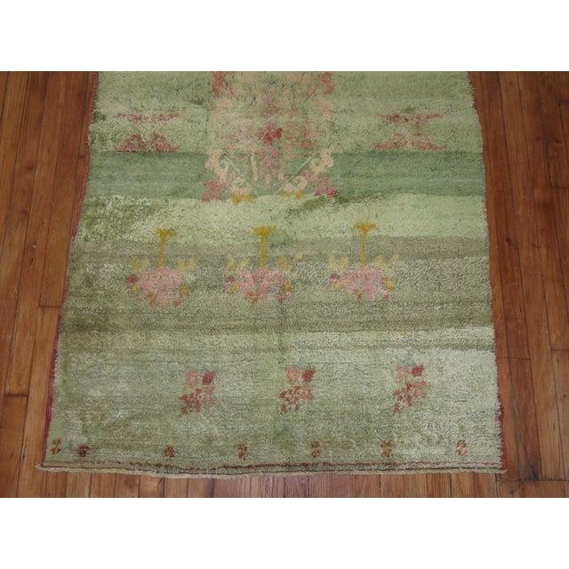 Turkish Vintage Light Green Pink Turkish Tulu Shag Rug - 3'8" x 6'2" For Sale - Image 3 of 5