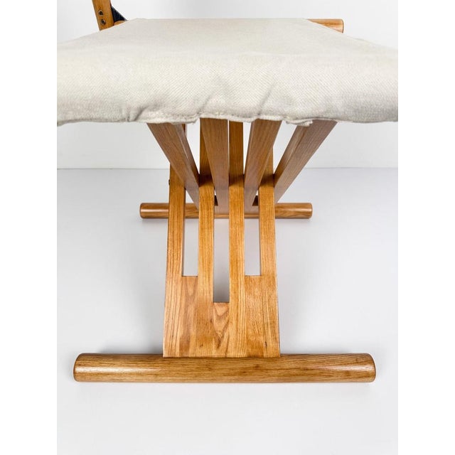 White Mid-Century Modern Italian Folding Chair in Beechwood and Raw Cotton Canvas, 1970s For Sale - Image 8 of 18