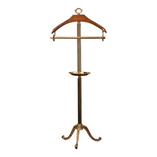 Early 20th Century French Brass and Walnut Gentleman’s Valet Stand For Sale