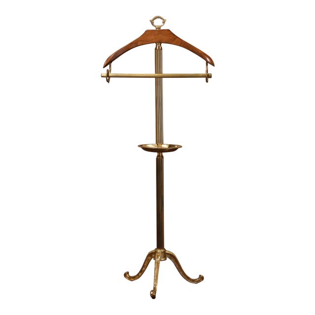 Early 20th Century French Brass and Walnut Gentleman’s Valet Stand For Sale