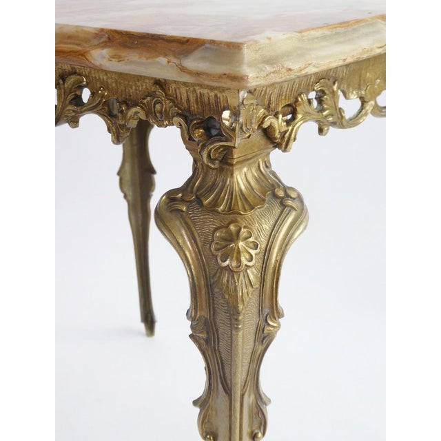 Metal Small Vintage Hollywood Regency Rectangular Onyx Side Table with Brass, 1950s For Sale - Image 7 of 9