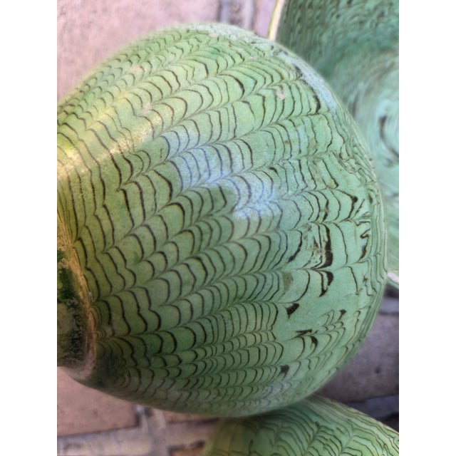 Modern 1990s Hand Made Green Marbled Bowls, Set 4 For Sale - Image 3 of 3
