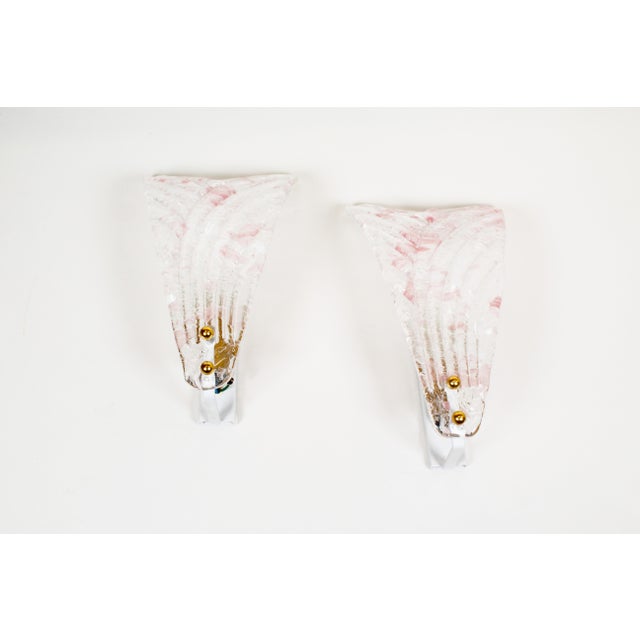 Italian Foglio Wall Lamps in Murano Glass, 1980s, Set of 2 For Sale - Image 6 of 9