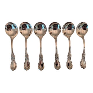 Late 20th Century Reed & Barton "Burgundy" Sterling Silver Cream Soup Spoons, Lot of 6 For Sale
