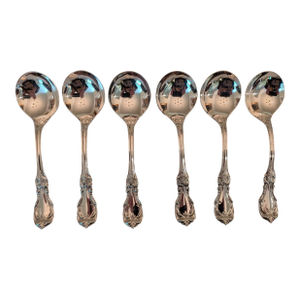 Late 20th Century Reed & Barton "Burgundy" Sterling Silver Cream Soup Spoons, Lot of 6