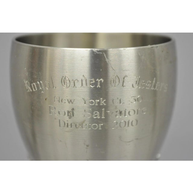 Traditional Vintage Royal Order of Jesters Figural Pewter Metal Mirth Is King Award Goblet For Sale - Image 3 of 14