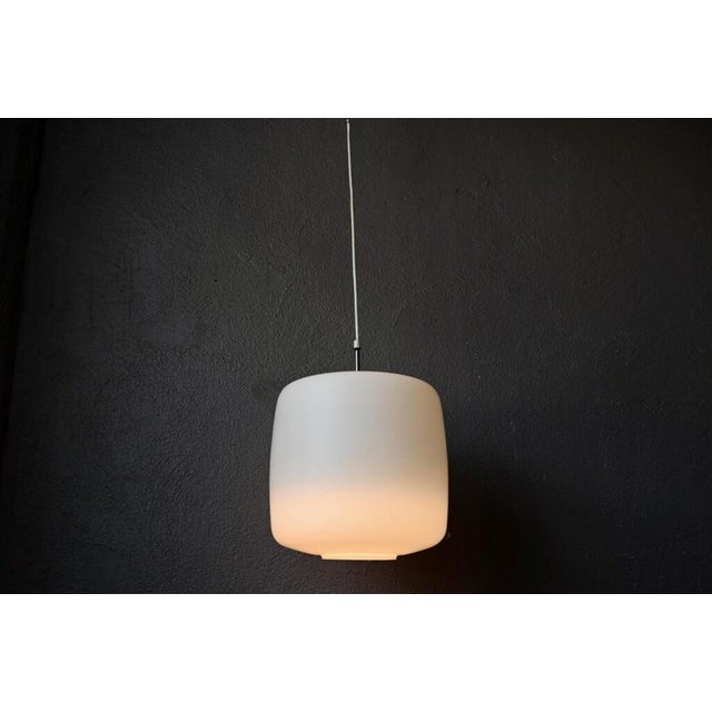 Gold Large Scandinavian White Glass and Brass Ceiling Lights, Set of 4 For Sale - Image 8 of 13