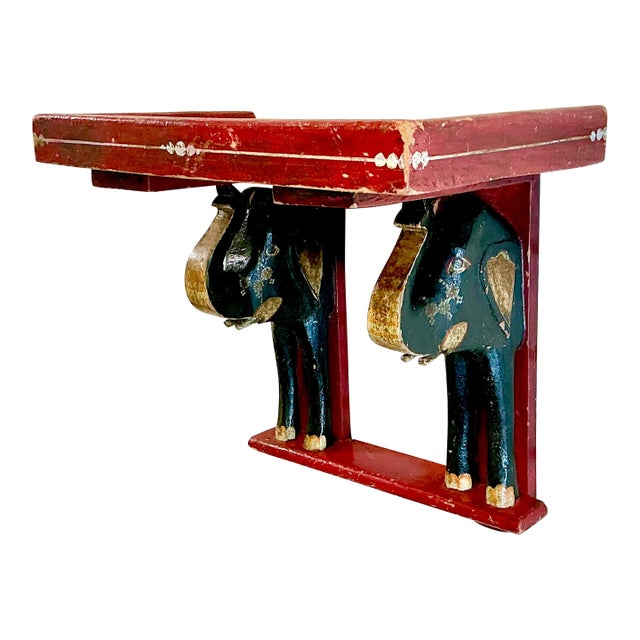 1920s Antique Chinoiserie Boho Chic Elephant Wall Mounted Shelf. For Sale