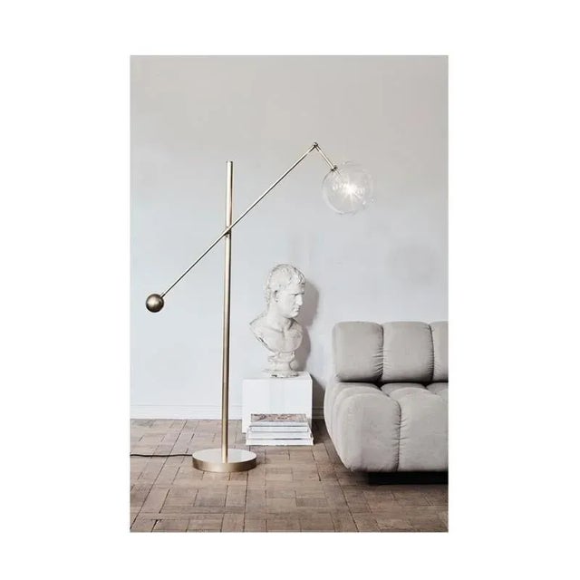 Black Milan 1 Arm Brass Floor Lamp by Schwung For Sale - Image 8 of 9