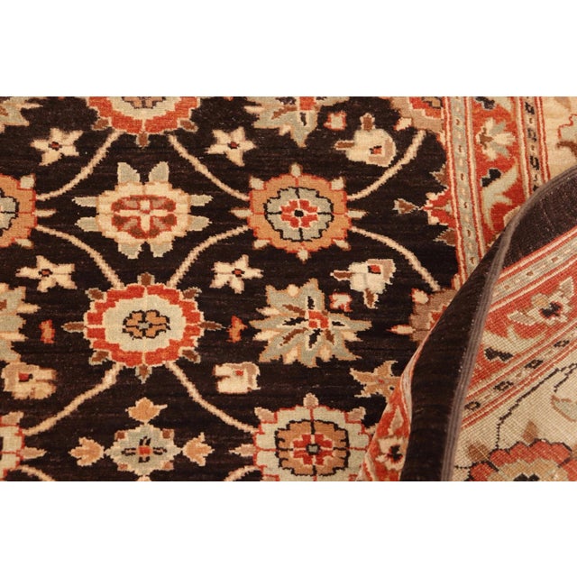 Boho Chic Ziegler Brown Beige Hand-Knotted Wool Rug - 9'10'' X 13'10'' For Sale - Image 4 of 8