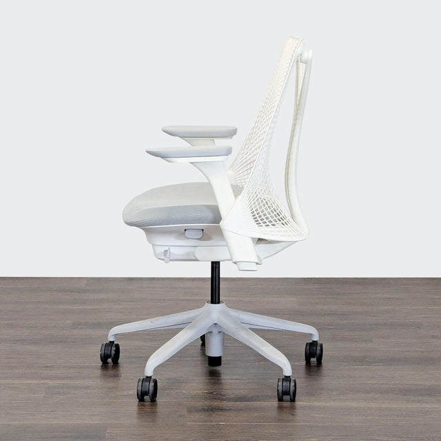 Modern Herman Miller Sayl White Ergonomic Office Chair With Adjustable Armrests For Sale - Image 3 of 10