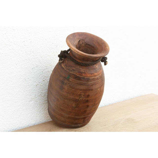 Antique Dark Wood Ghee Pot For Sale - Image 4 of 6
