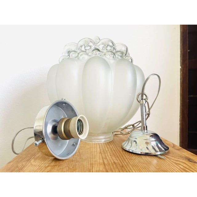 Large Mid-Century Modern Frosted Bubble Glass Hanging Light, 1960s For Sale - Image 6 of 12