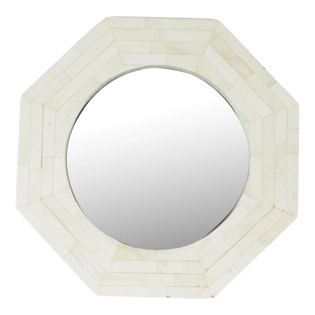 Vintage Mirror With Decorative Frame of Beef Bone Slices For Sale