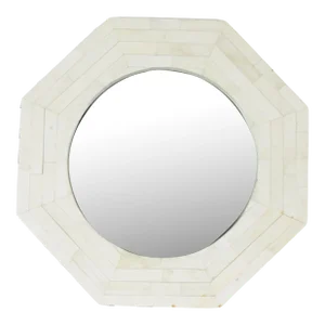 Vintage Mirror With Decorative Frame of Beef Bone Slices