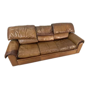Roche Bobois Vintage Sofa in Light Brown Leather 1980s