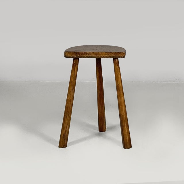 Mid-Century Modern Italian Semi-Circular Stool in Wood, 1950s For Sale - Image 4 of 10