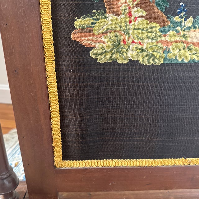Victorian Style Needlepoint Parrot With Dog Fire Screen For Sale - Image 11 of 12