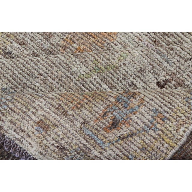 Textile Modern Distressed Oushak With All-Over Floral Design on Cream Field and Border 3'9 X 5'8 For Sale - Image 7 of 8