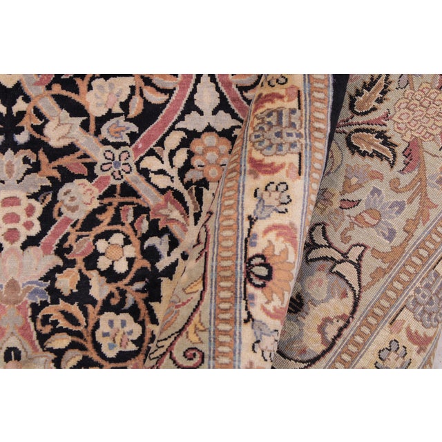 Textile Boho Chic Floral Pak-Persian Black/Taupe Wool Rug - 9'1'' X 12'0'' For Sale - Image 7 of 9