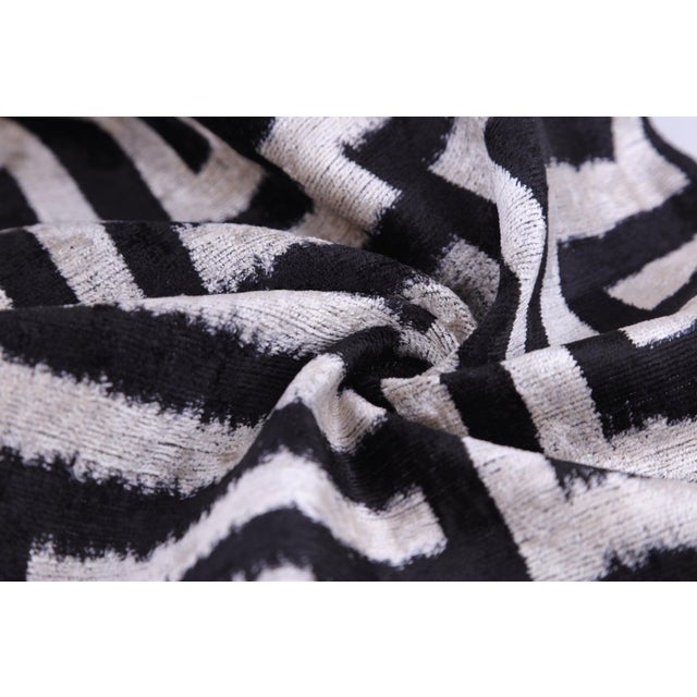Black & White Geometric Velvet Throw Pillow | 16x24 Handmade Luxury Decor For Sale - Image 4 of 8