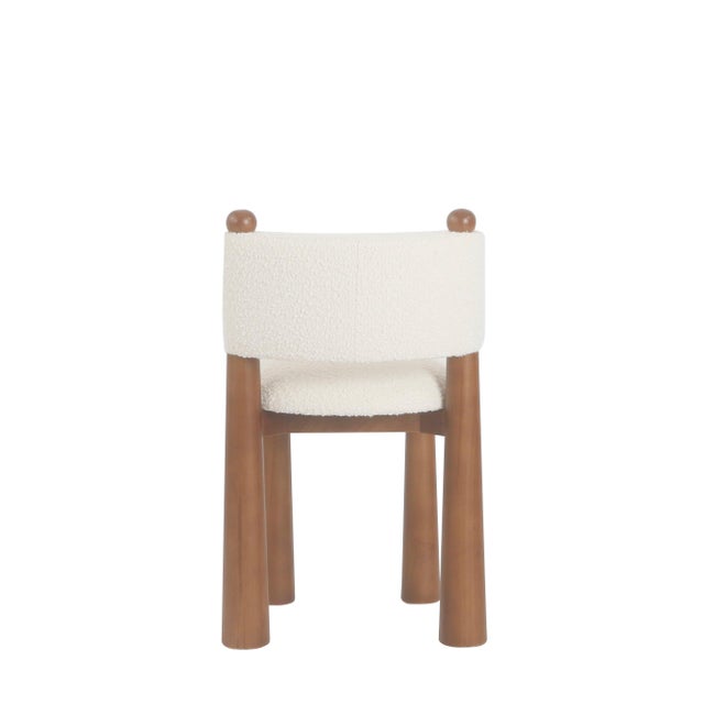 2020s Talia White Boucle Dining Chair with Wood Cone Legs For Sale - Image 5 of 11