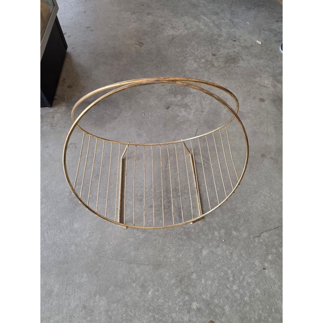 Vintage Mid-Century Modern Brass Hoop Wire Log Holder & Record Rack For Sale - Image 9 of 17