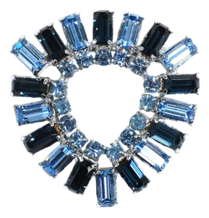 Vintage Austrian Sapphire Crystal Triangle Brooch 1950s