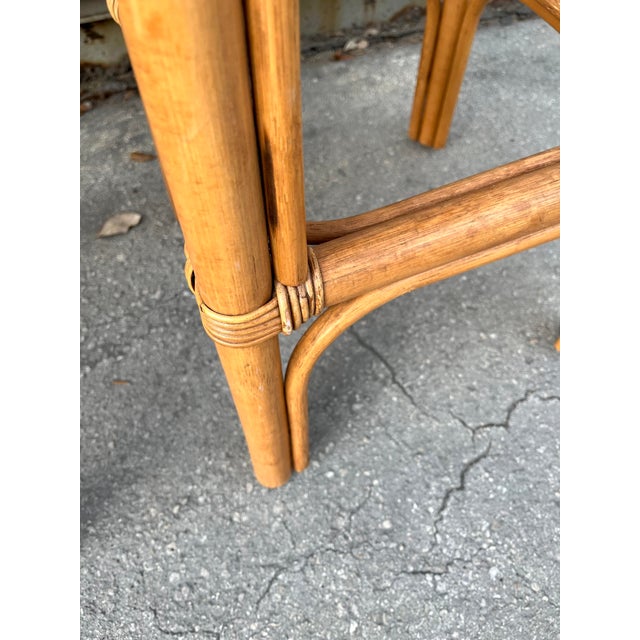 Pair of Coastal Style Rattan Bar Stools, Circa 1970s For Sale - Image 11 of 12