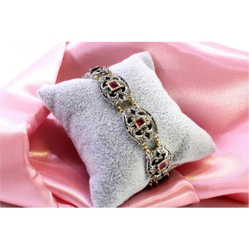 Gold and Silver Bracelet with Diamond Chips For Sale - Image 6 of 11