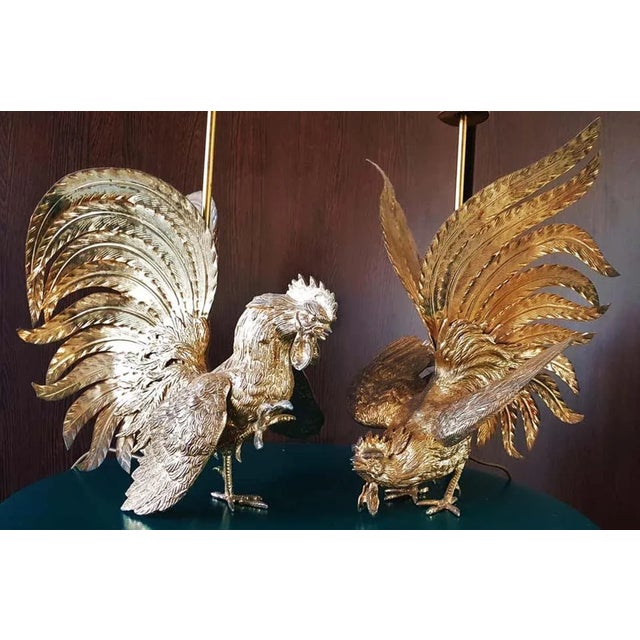 Brass Rooster Table Lamps, 1960s, Set of 2 For Sale - Image 13 of 18