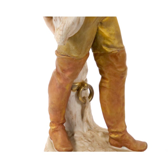 20th Century Hand Painted/Gilt Decorated Porcelain Decorative Man's Sculpture For Sale - Image 9 of 12